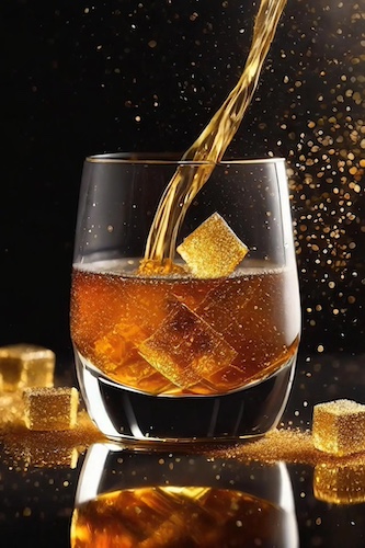 illustration pro d'un verre de liqueur brune