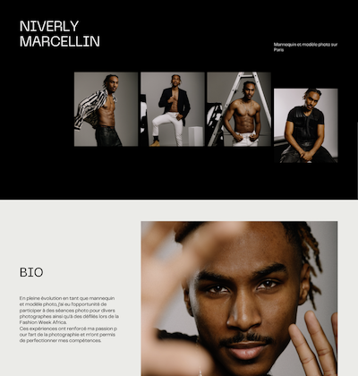 cette image illustre le site d'un model développer suite à une formation canva dispensé par Djouliana